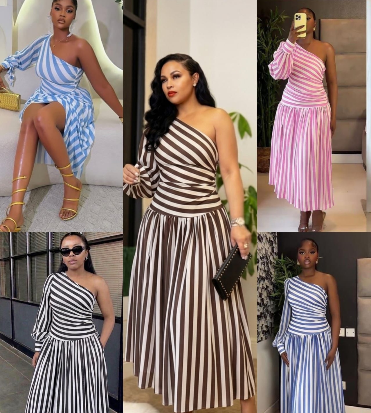 one arm dress with stripes